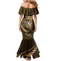 Personalised All Gold New Zealand Darts Mermaid Dress Aoteroa Fern Maori Galaxy Style LT14 - Polynesian Pride
