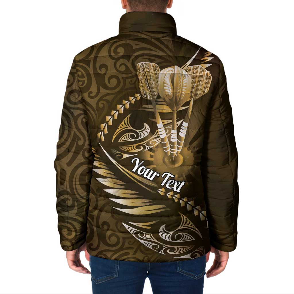 Personalised All Gold New Zealand Darts Padded Jacket Aoteroa Fern Maori Galaxy Style - Polynesian Pride