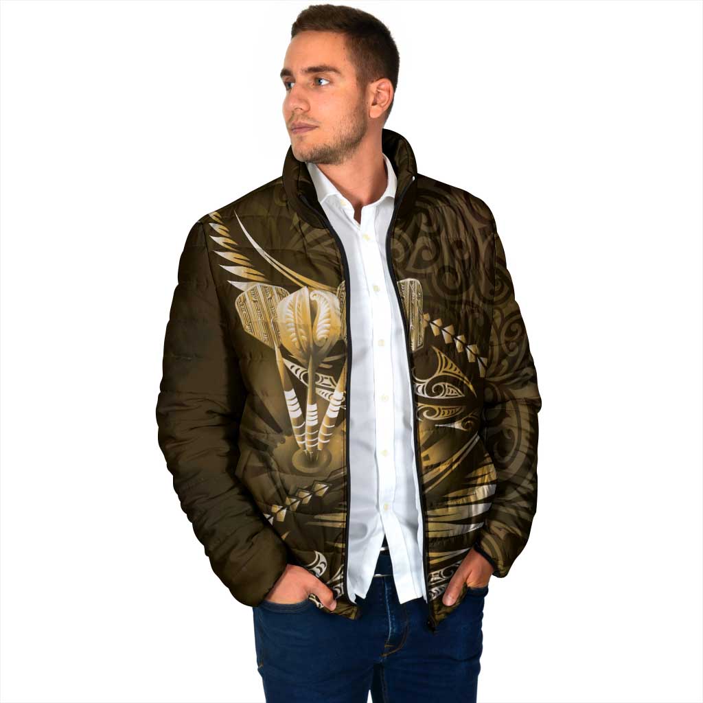 Personalised All Gold New Zealand Darts Padded Jacket Aoteroa Fern Maori Galaxy Style - Polynesian Pride