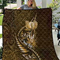 Personalised All Gold New Zealand Darts Quilt Aoteroa Fern Maori Galaxy Style LT14 Gold - Polynesian Pride