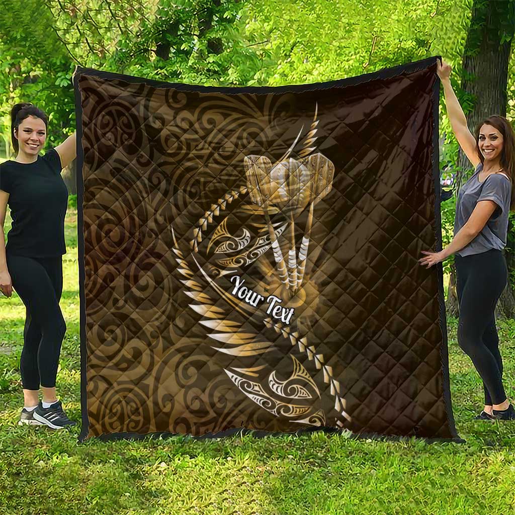 Personalised All Gold New Zealand Darts Quilt Aoteroa Fern Maori Galaxy Style LT14 - Polynesian Pride