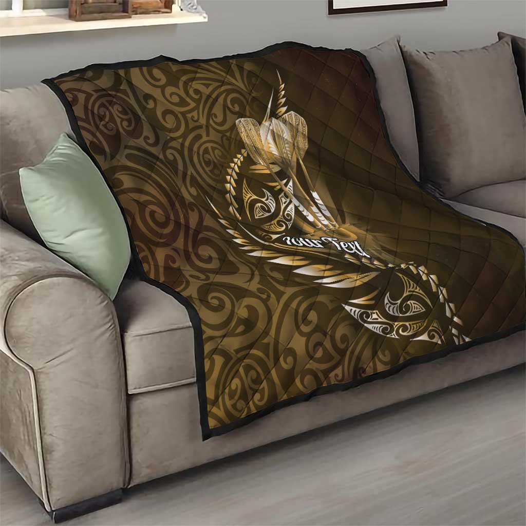 Personalised All Gold New Zealand Darts Quilt Aoteroa Fern Maori Galaxy Style LT14 - Polynesian Pride