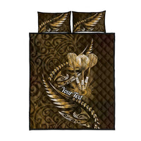 Personalised All Gold New Zealand Darts Quilt Bed Set Aoteroa Fern Maori Galaxy Style LT14 - Polynesian Pride