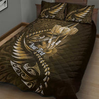 Personalised All Gold New Zealand Darts Quilt Bed Set Aoteroa Fern Maori Galaxy Style LT14 - Polynesian Pride