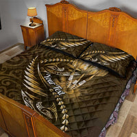 Personalised All Gold New Zealand Darts Quilt Bed Set Aoteroa Fern Maori Galaxy Style LT14 - Polynesian Pride