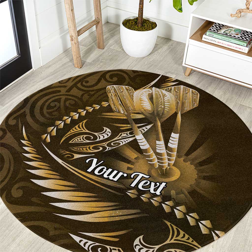 Personalised All Gold New Zealand Darts Round Carpet Aoteroa Fern Maori Galaxy Style LT14 Gold - Polynesian Pride