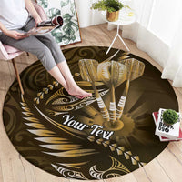 Personalised All Gold New Zealand Darts Round Carpet Aoteroa Fern Maori Galaxy Style LT14 - Polynesian Pride