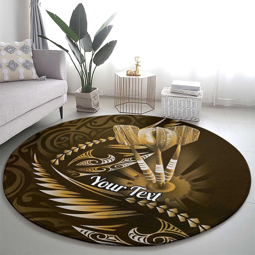 Personalised All Gold New Zealand Darts Round Carpet Aoteroa Fern Maori Galaxy Style LT14 - Polynesian Pride