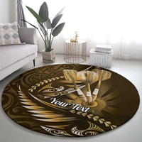 Personalised All Gold New Zealand Darts Round Carpet Aoteroa Fern Maori Galaxy Style LT14 - Polynesian Pride