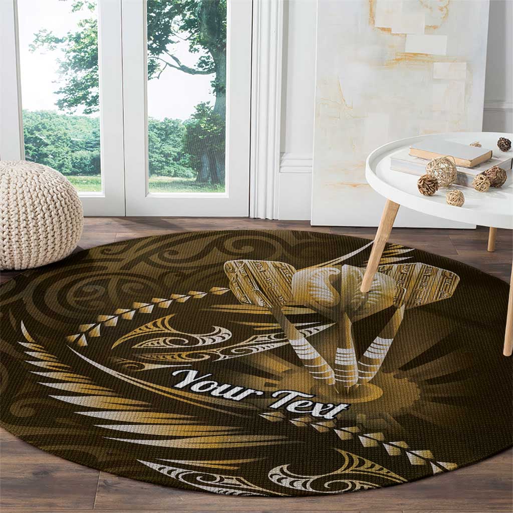 Personalised All Gold New Zealand Darts Round Carpet Aoteroa Fern Maori Galaxy Style LT14 - Polynesian Pride