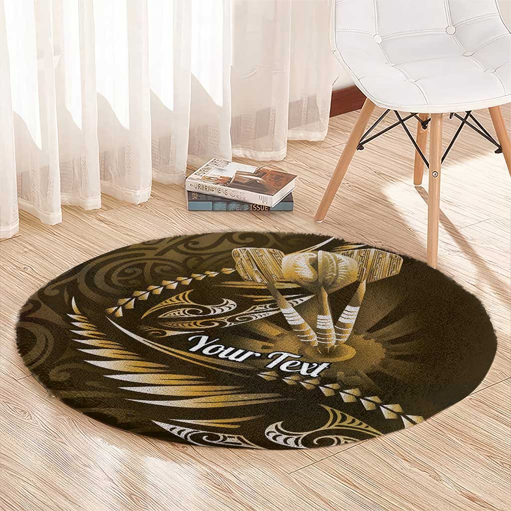 Personalised All Gold New Zealand Darts Round Carpet Aoteroa Fern Maori Galaxy Style LT14 - Polynesian Pride