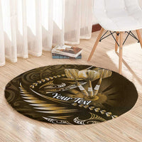 Personalised All Gold New Zealand Darts Round Carpet Aoteroa Fern Maori Galaxy Style LT14 - Polynesian Pride
