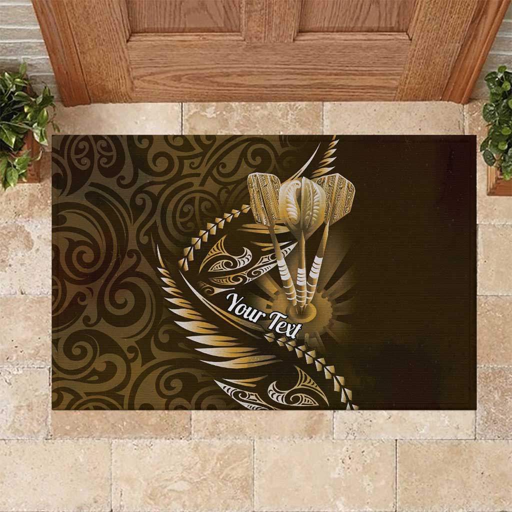 Personalised All Gold New Zealand Darts Rubber Doormat Aoteroa Fern Maori Galaxy Style LT14 Gold - Polynesian Pride