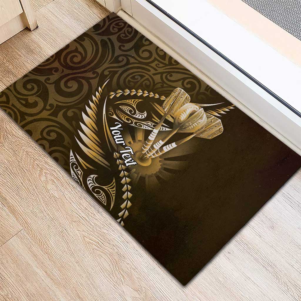 Personalised All Gold New Zealand Darts Rubber Doormat Aoteroa Fern Maori Galaxy Style LT14 - Polynesian Pride