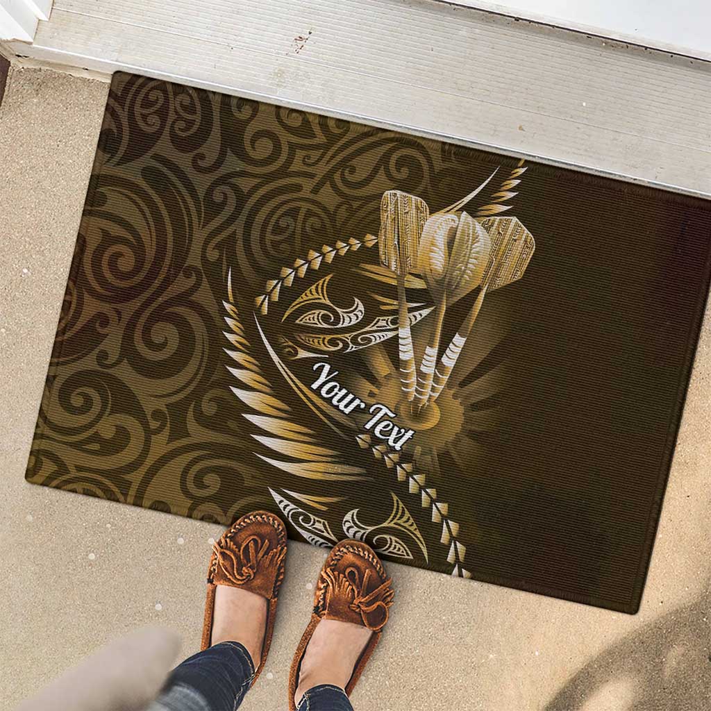 Personalised All Gold New Zealand Darts Rubber Doormat Aoteroa Fern Maori Galaxy Style LT14 - Polynesian Pride
