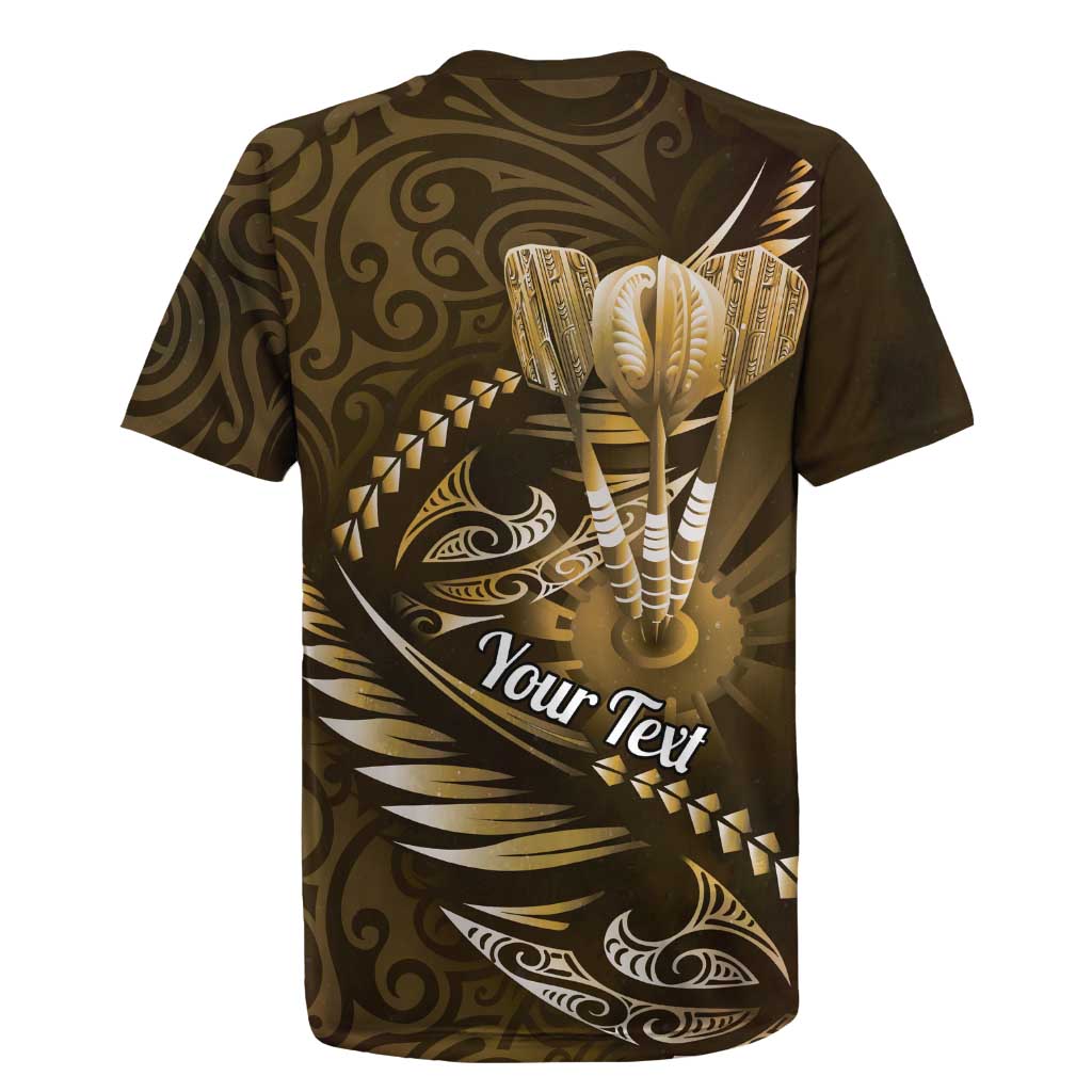 Personalised All Gold New Zealand Darts Rugby Jersey Aoteroa Fern Maori Galaxy Style LT14 - Polynesian Pride