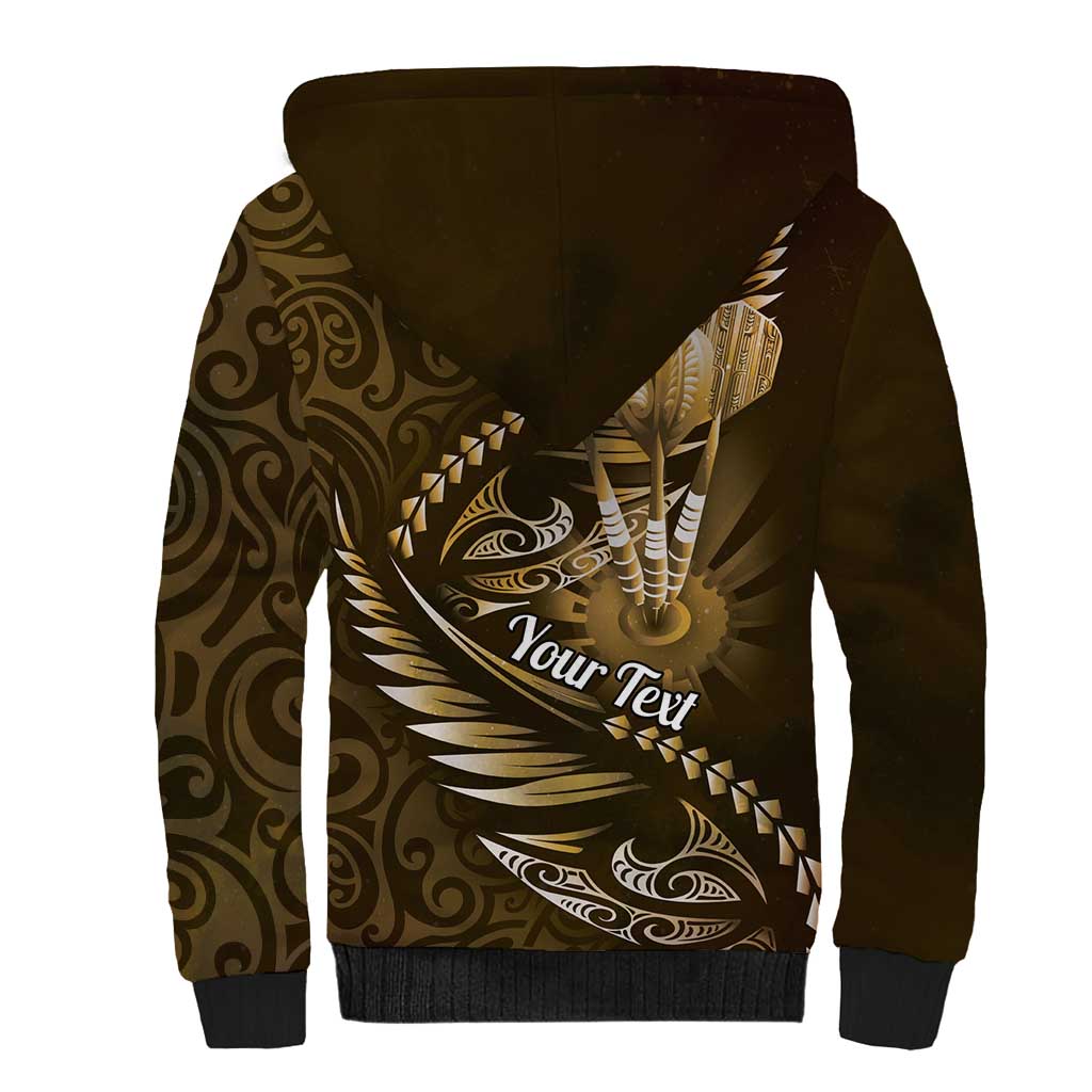 Personalised All Gold New Zealand Darts Sherpa Hoodie Aoteroa Fern Maori Galaxy Style LT14 - Polynesian Pride
