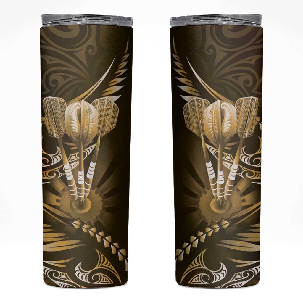 All Gold New Zealand Darts Skinny Tumbler Aoteroa Fern Maori Galaxy Style LT14 Gold - Polynesian Pride