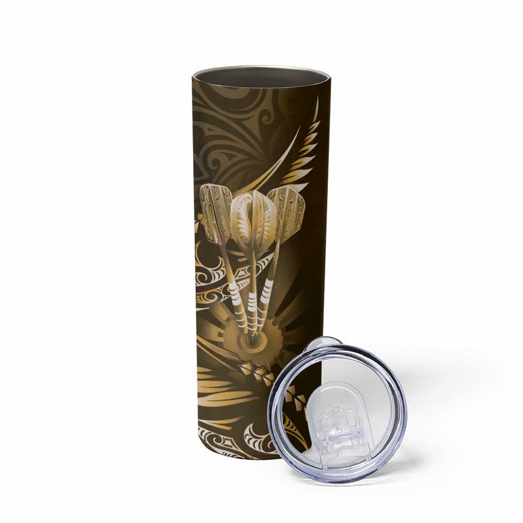 All Gold New Zealand Darts Skinny Tumbler Aoteroa Fern Maori Galaxy Style LT14 - Polynesian Pride