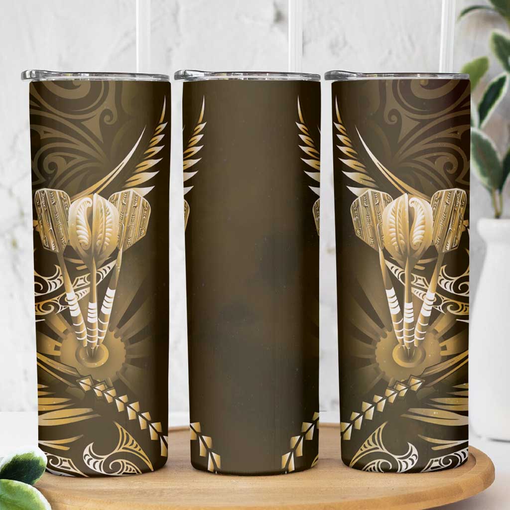 All Gold New Zealand Darts Skinny Tumbler Aoteroa Fern Maori Galaxy Style LT14 - Polynesian Pride