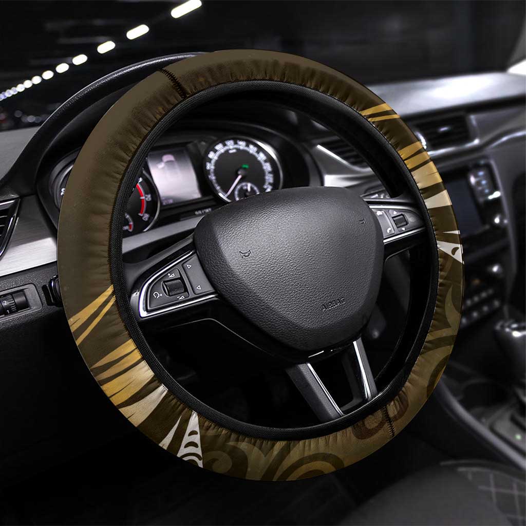 All Gold New Zealand Darts Steering Wheel Cover Aoteroa Fern Maori Galaxy Style