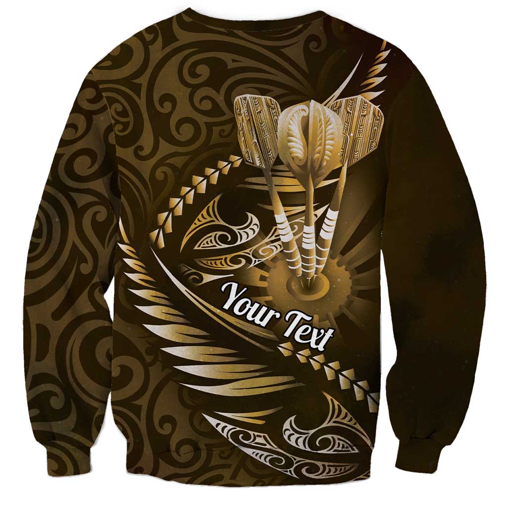 Personalised All Gold New Zealand Darts Sweatshirt Aoteroa Fern Maori Galaxy Style LT14 - Polynesian Pride