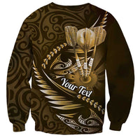 Personalised All Gold New Zealand Darts Sweatshirt Aoteroa Fern Maori Galaxy Style LT14 - Polynesian Pride