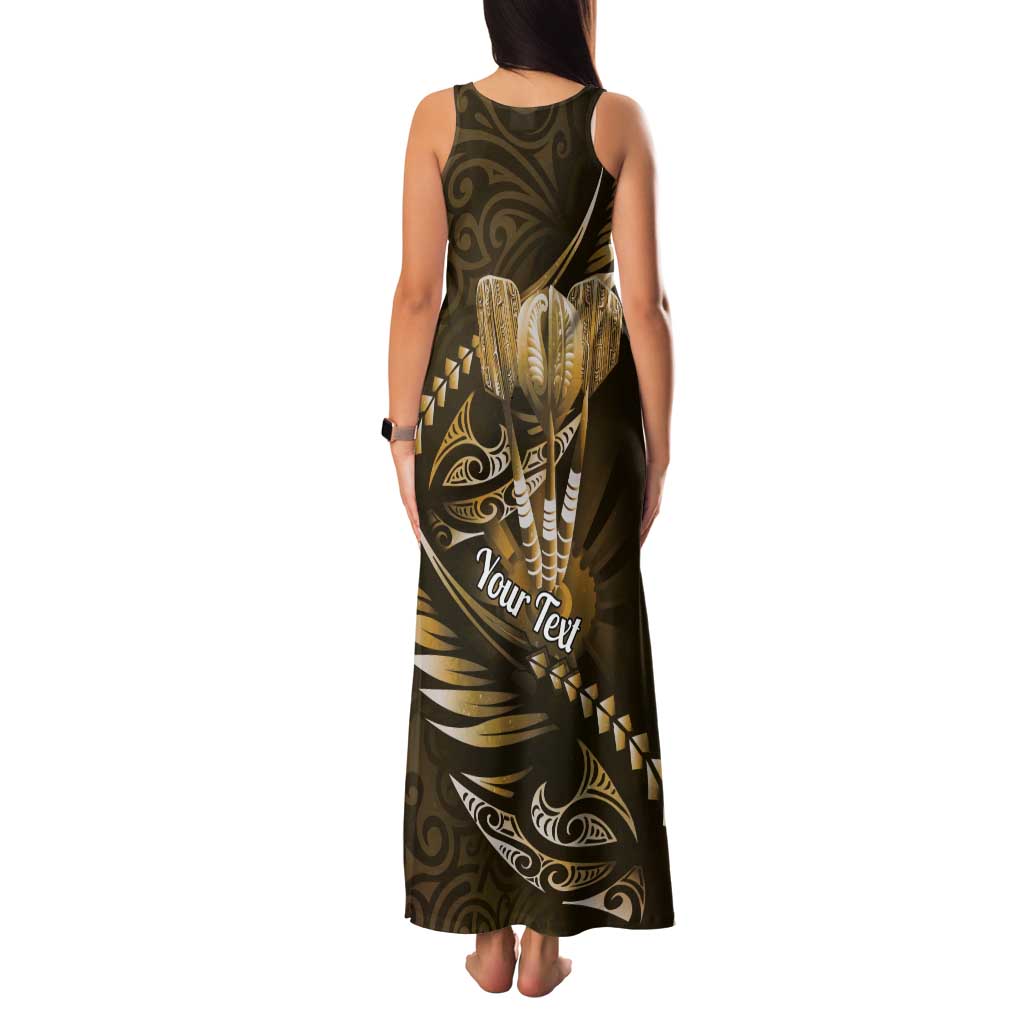 Personalised All Gold New Zealand Darts Tank Maxi Dress Aoteroa Fern Maori Galaxy Style LT14 - Polynesian Pride