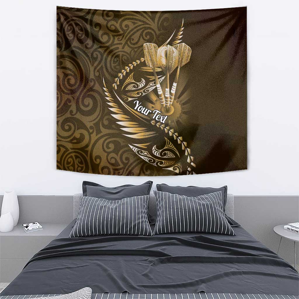 Personalised All Gold New Zealand Darts Tapestry Aoteroa Fern Maori Galaxy Style LT14 - Polynesian Pride