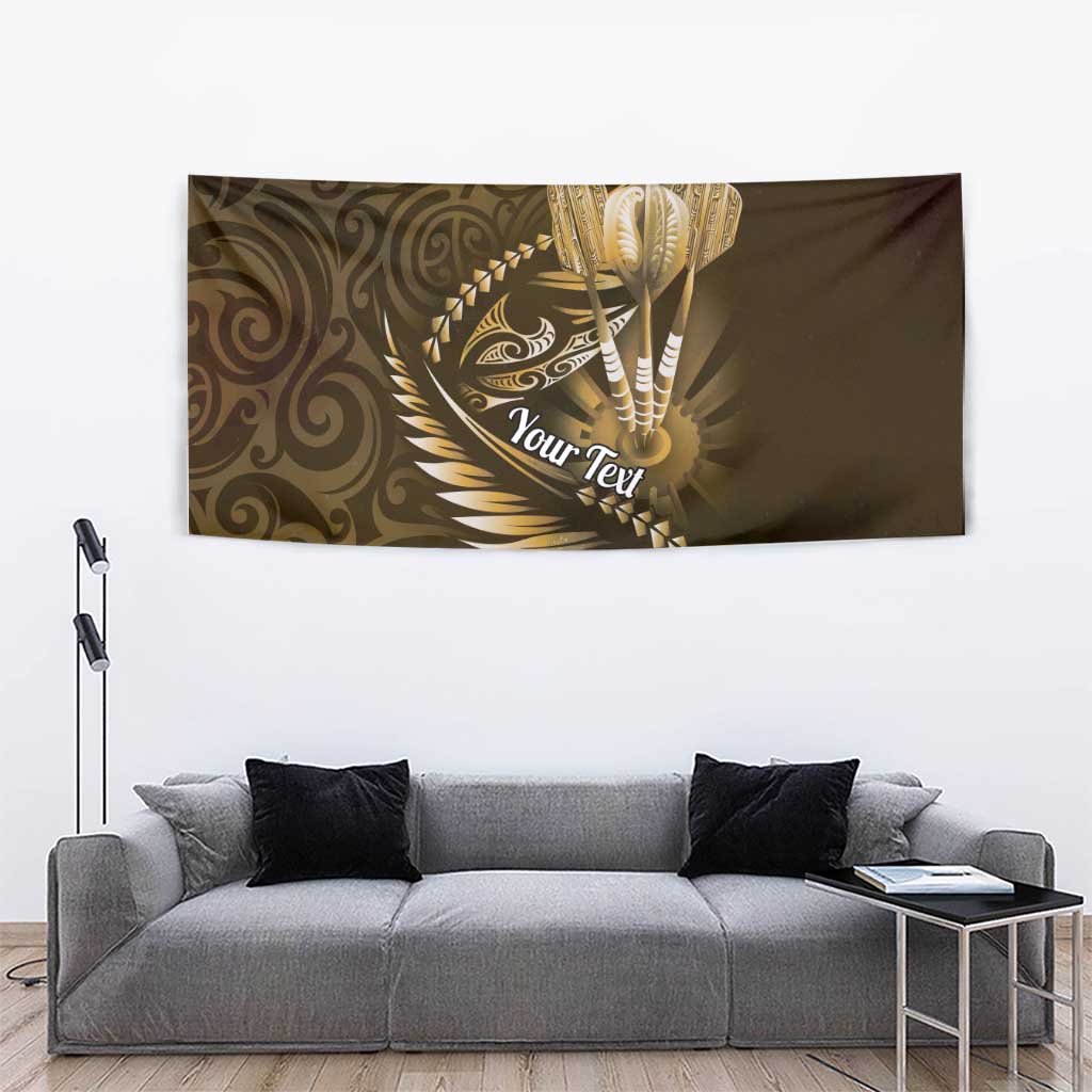 Personalised All Gold New Zealand Darts Tapestry Aoteroa Fern Maori Galaxy Style LT14 - Polynesian Pride
