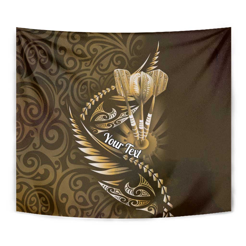 Personalised All Gold New Zealand Darts Tapestry Aoteroa Fern Maori Galaxy Style LT14 - Polynesian Pride