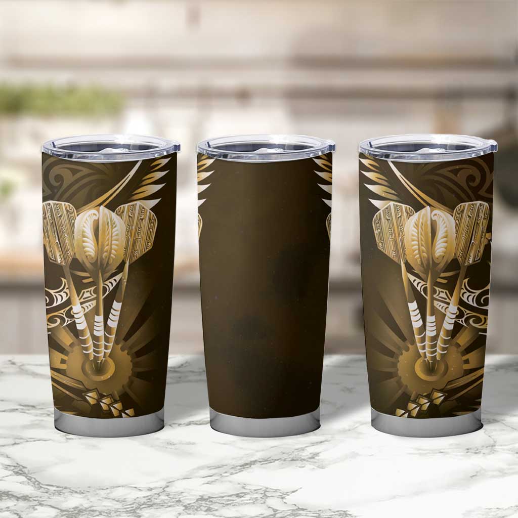 All Gold New Zealand Darts Tumbler Cup Aoteroa Fern Maori Galaxy Style LT14 - Polynesian Pride