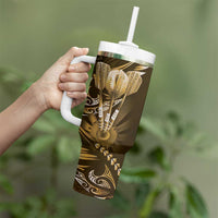 All Gold New Zealand Darts Tumbler With Handle Aoteroa Fern Maori Galaxy Style LT14 - Polynesian Pride