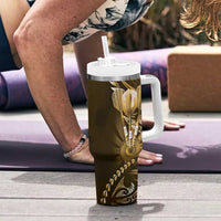 All Gold New Zealand Darts Tumbler With Handle Aoteroa Fern Maori Galaxy Style LT14 - Polynesian Pride