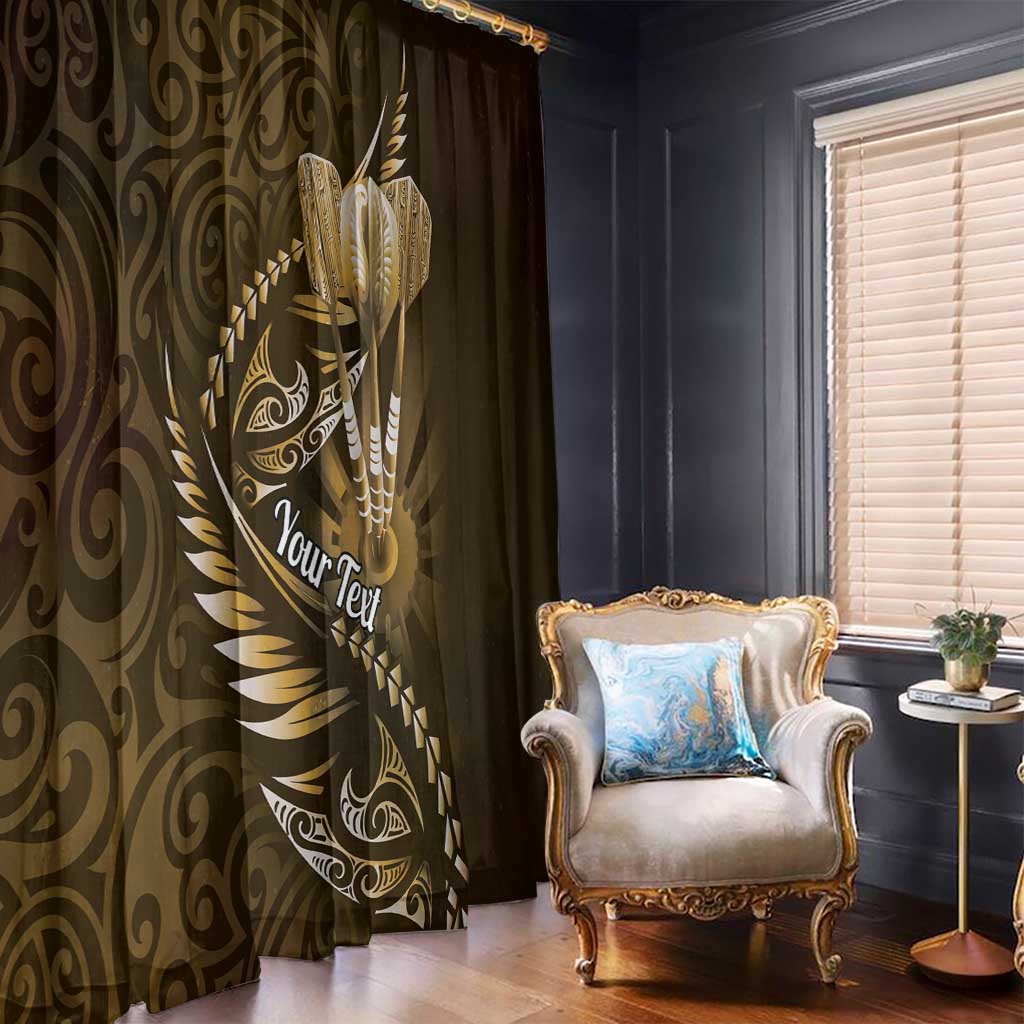 Personalised All Gold New Zealand Darts Window Curtain Aoteroa Fern Maori Galaxy Style LT14 - Polynesian Pride