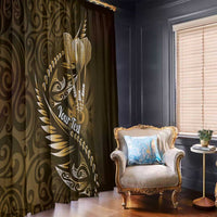 Personalised All Gold New Zealand Darts Window Curtain Aoteroa Fern Maori Galaxy Style LT14 - Polynesian Pride