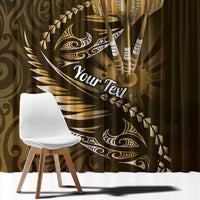 Personalised All Gold New Zealand Darts Window Curtain Aoteroa Fern Maori Galaxy Style LT14 - Polynesian Pride