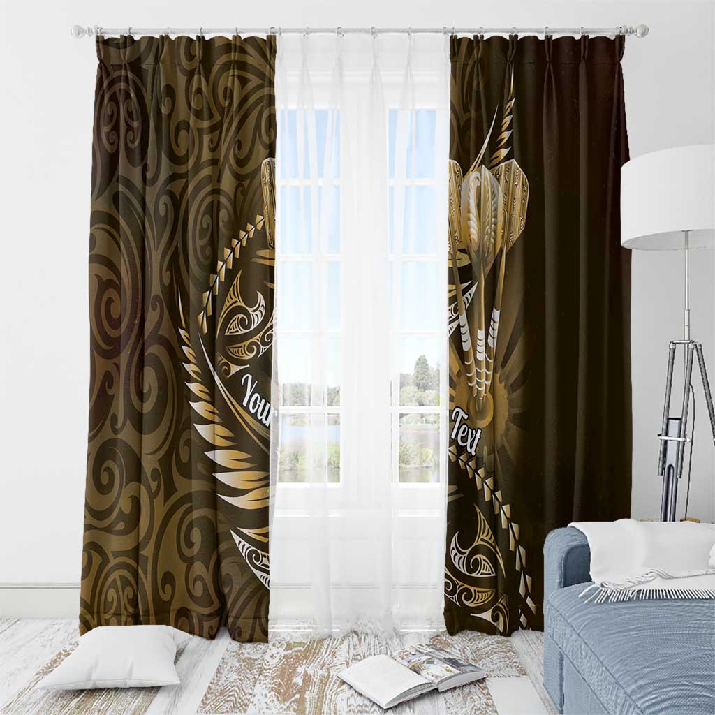 Personalised All Gold New Zealand Darts Window Curtain Aoteroa Fern Maori Galaxy Style LT14 - Polynesian Pride