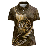 Personalised All Gold New Zealand Darts Women Polo Shirt Aoteroa Fern Maori Galaxy Style LT14 Female Gold - Polynesian Pride