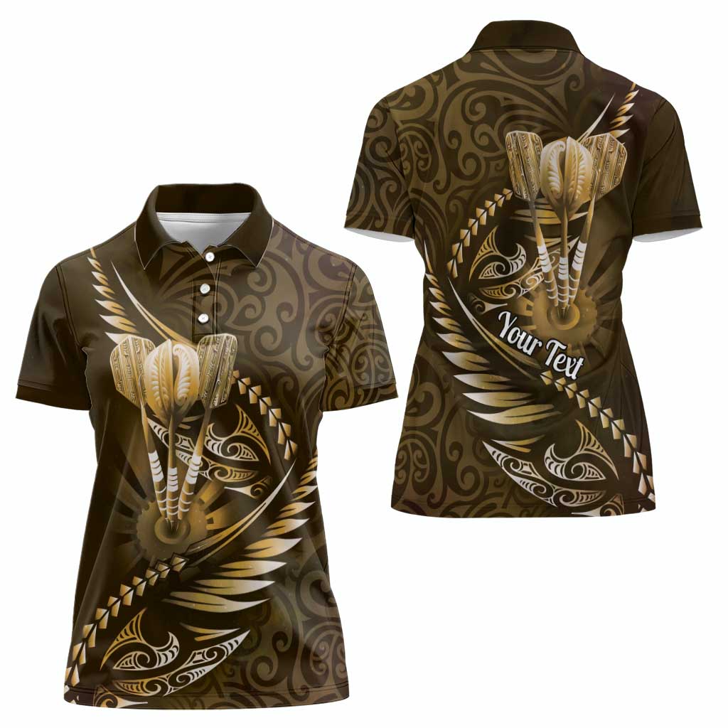 Personalised All Gold New Zealand Darts Women Polo Shirt Aoteroa Fern Maori Galaxy Style LT14 - Polynesian Pride
