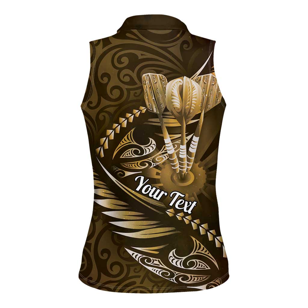 Personalised All Gold New Zealand Darts Women Sleeveless Polo Shirt Aoteroa Fern Maori Galaxy Style LT14 - Polynesian Pride