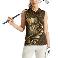 Personalised All Gold New Zealand Darts Women Sleeveless Polo Shirt Aoteroa Fern Maori Galaxy Style LT14 - Polynesian Pride