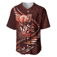 Personalised All Red New Zealand Darts Baseball Jersey Aoteroa Fern Maori Galaxy Style LT14 Red - Polynesian Pride