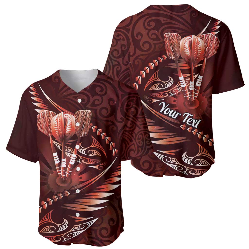 Personalised All Red New Zealand Darts Baseball Jersey Aoteroa Fern Maori Galaxy Style LT14 - Polynesian Pride