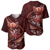 Personalised All Red New Zealand Darts Baseball Jersey Aoteroa Fern Maori Galaxy Style LT14 - Polynesian Pride