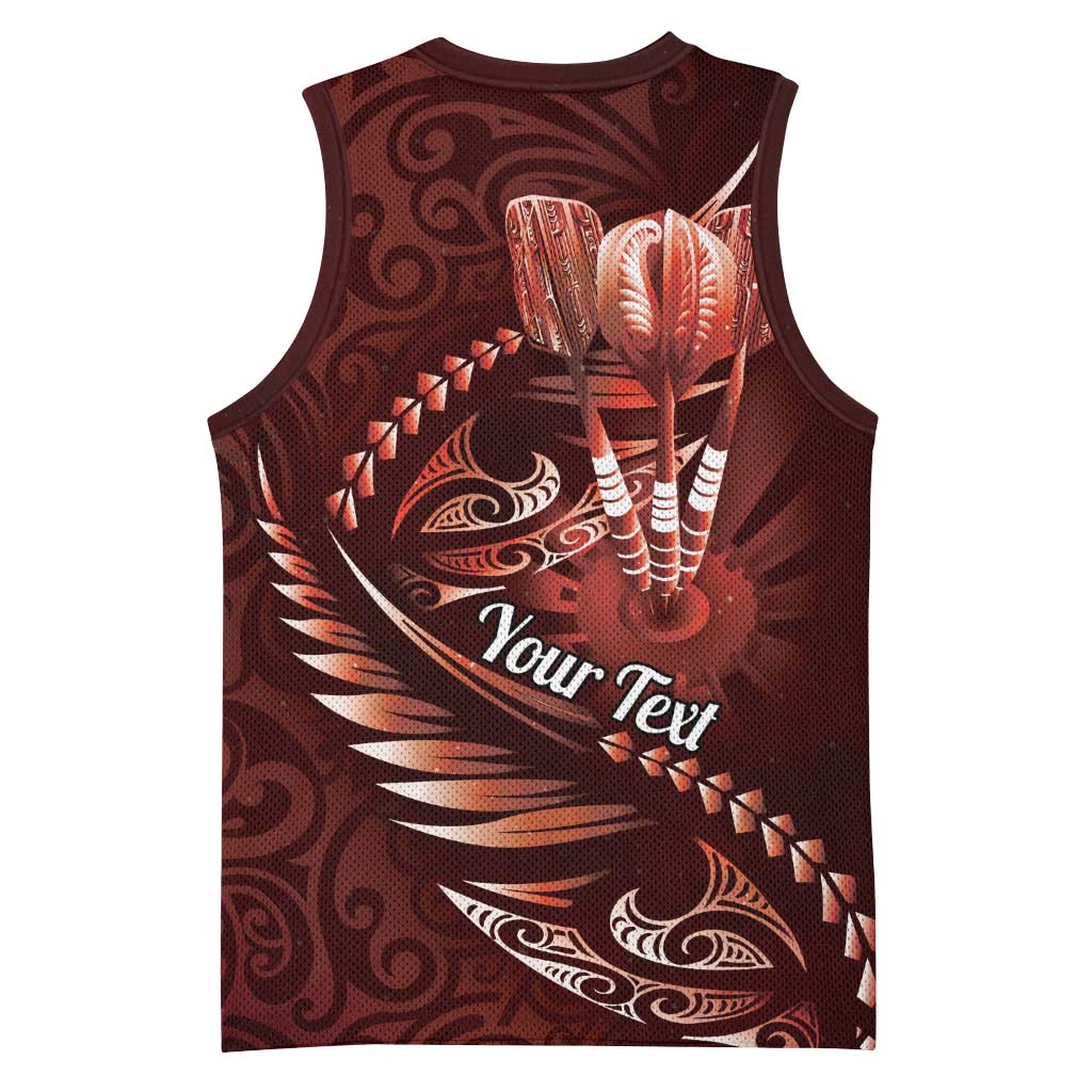 Personalised All Red New Zealand Darts Basketball Jersey Aoteroa Fern Maori Galaxy Style - Polynesian Pride