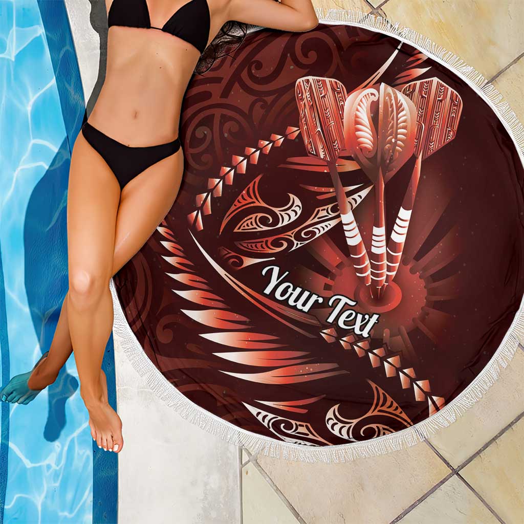 Personalised All Red New Zealand Darts Beach Blanket Aoteroa Fern Maori Galaxy Style LT14 - Polynesian Pride