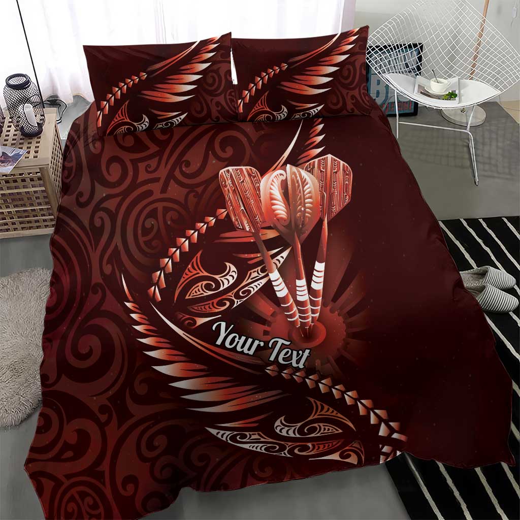 Personalised All Red New Zealand Darts Bedding Set Aoteroa Fern Maori Galaxy Style