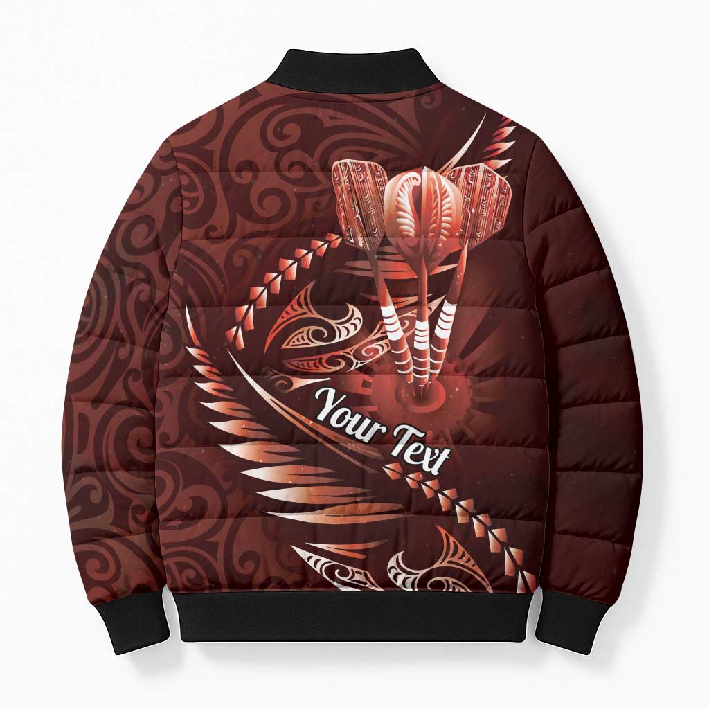 Personalised All Red New Zealand Darts Bomber Puffer Jacket Aoteroa Fern Maori Galaxy Style - Polynesian Pride