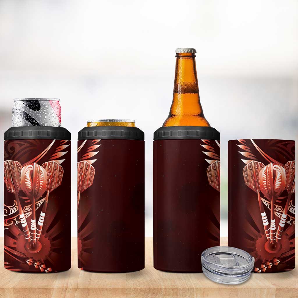 All Red New Zealand Darts 4 in 1 Can Cooler Tumbler Aoteroa Fern Maori Galaxy Style LT14 - Polynesian Pride